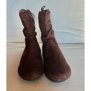 Forever Brown Suede Boots  Laces On Back Women's Size 10 New In Box